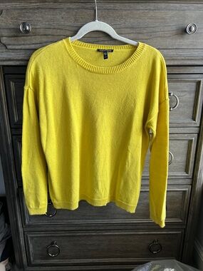 Eileen Fisher Organic Cotton/Linen Bright Yellow Crewneck Sweater XS